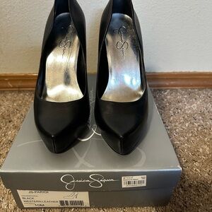 Jessica Simpson Parigi Black Western Leather Heels